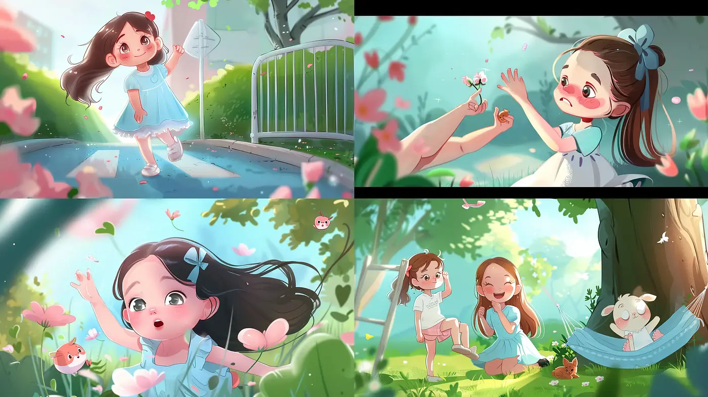 Enchanted Blossom Whimsy: A Serene and Youthful Illustrative Ode to Springtime - Midjourney sref style