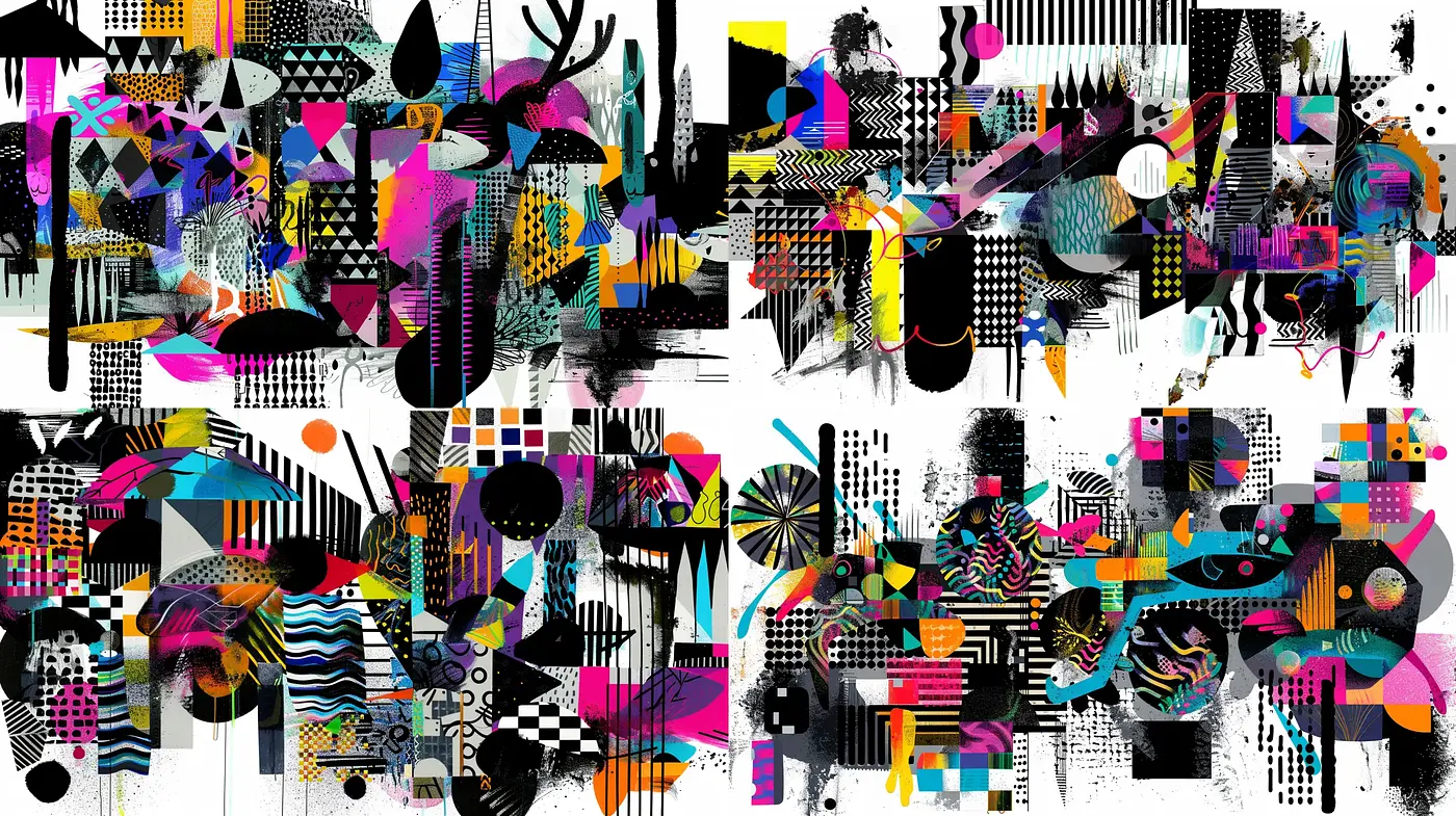Eclectic Digital Collage of Abstract Expressionism and Pop Art - Midjourney sref style
