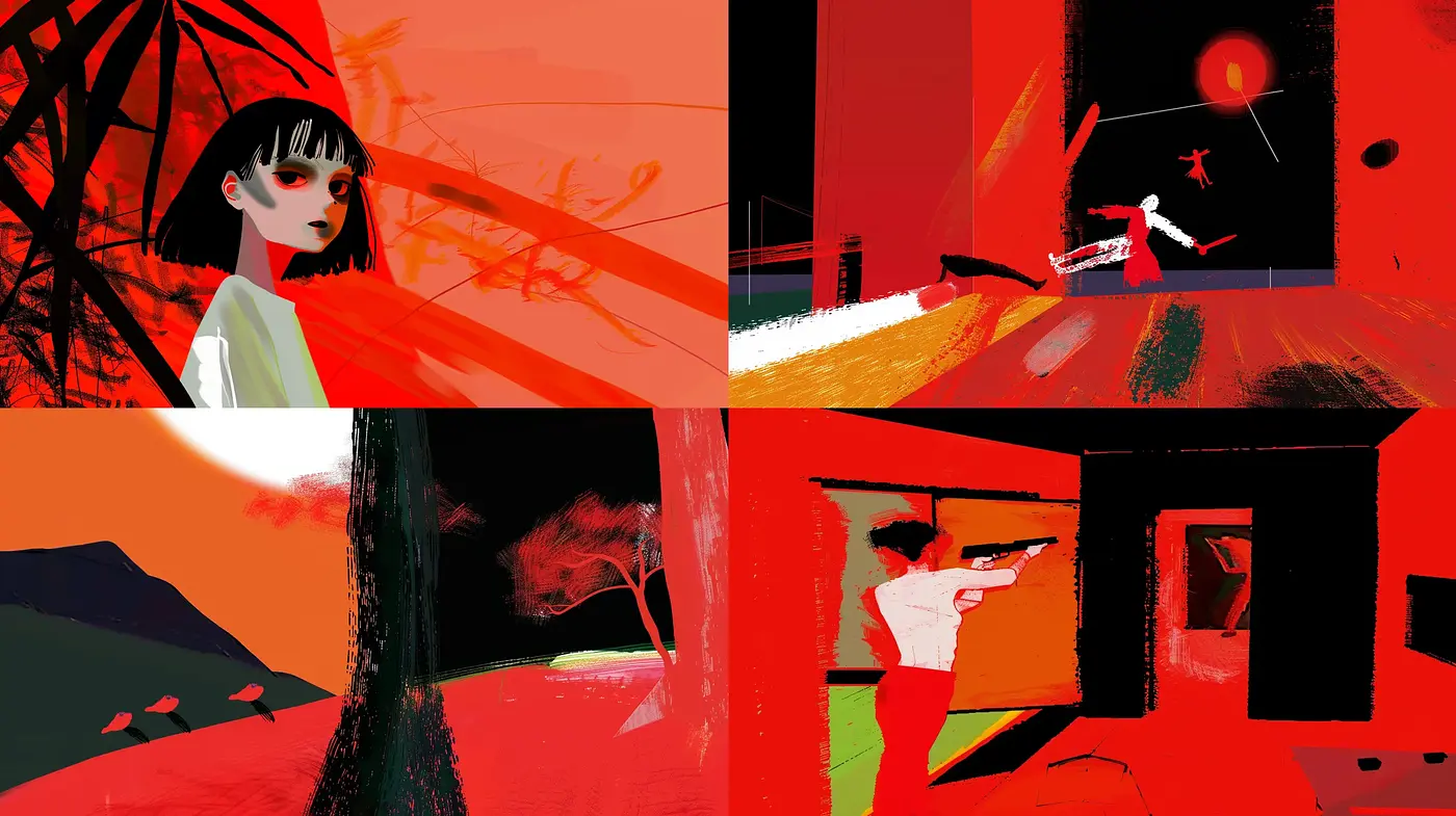 Dynamic Red and Black Abstract Expressionism - Midjourney sref style
