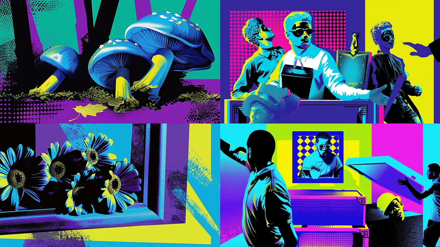 Neon Pop Art Fusion with a Retrofuturistic Essence - Midjourney sref style