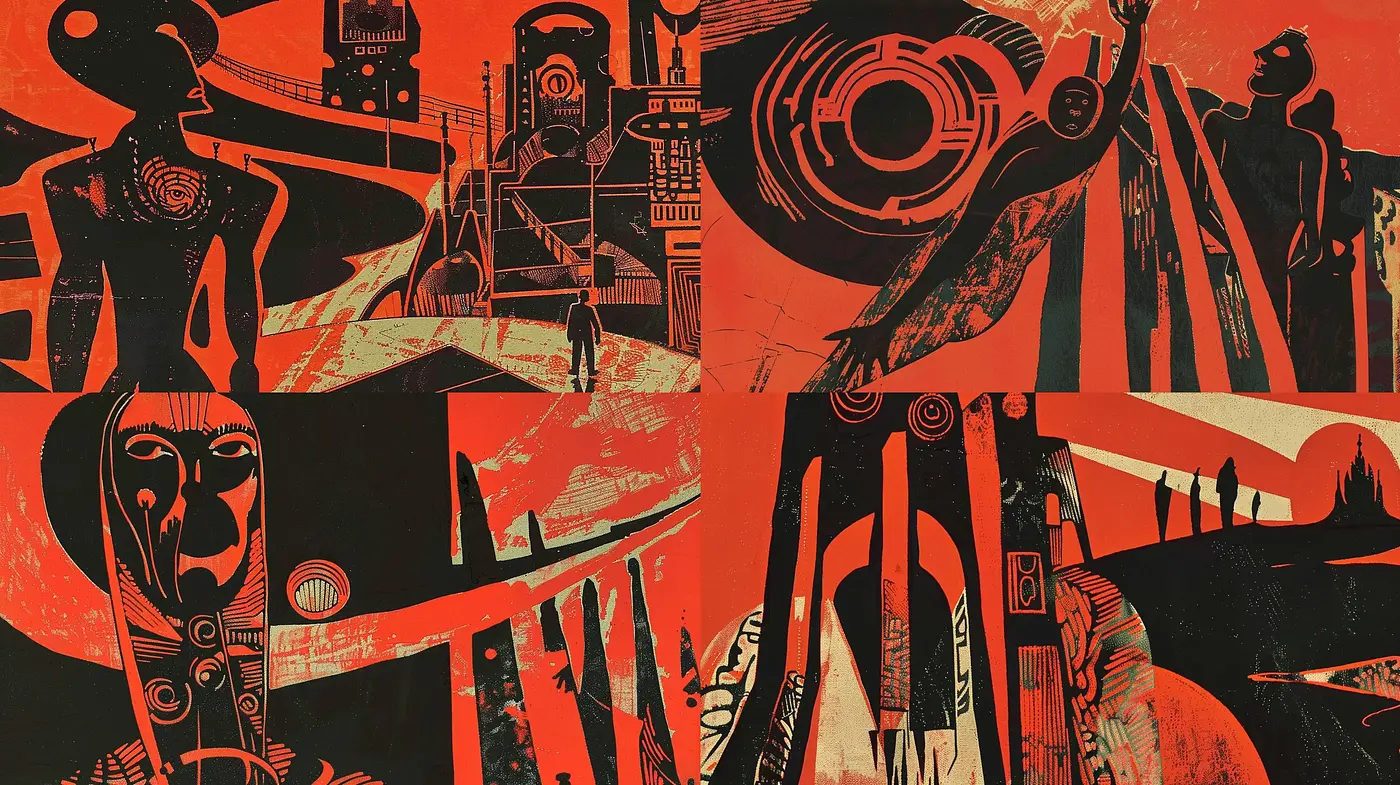 Abstract Expressionist Reverberations in Burnt Orange and Black - Midjourney sref style