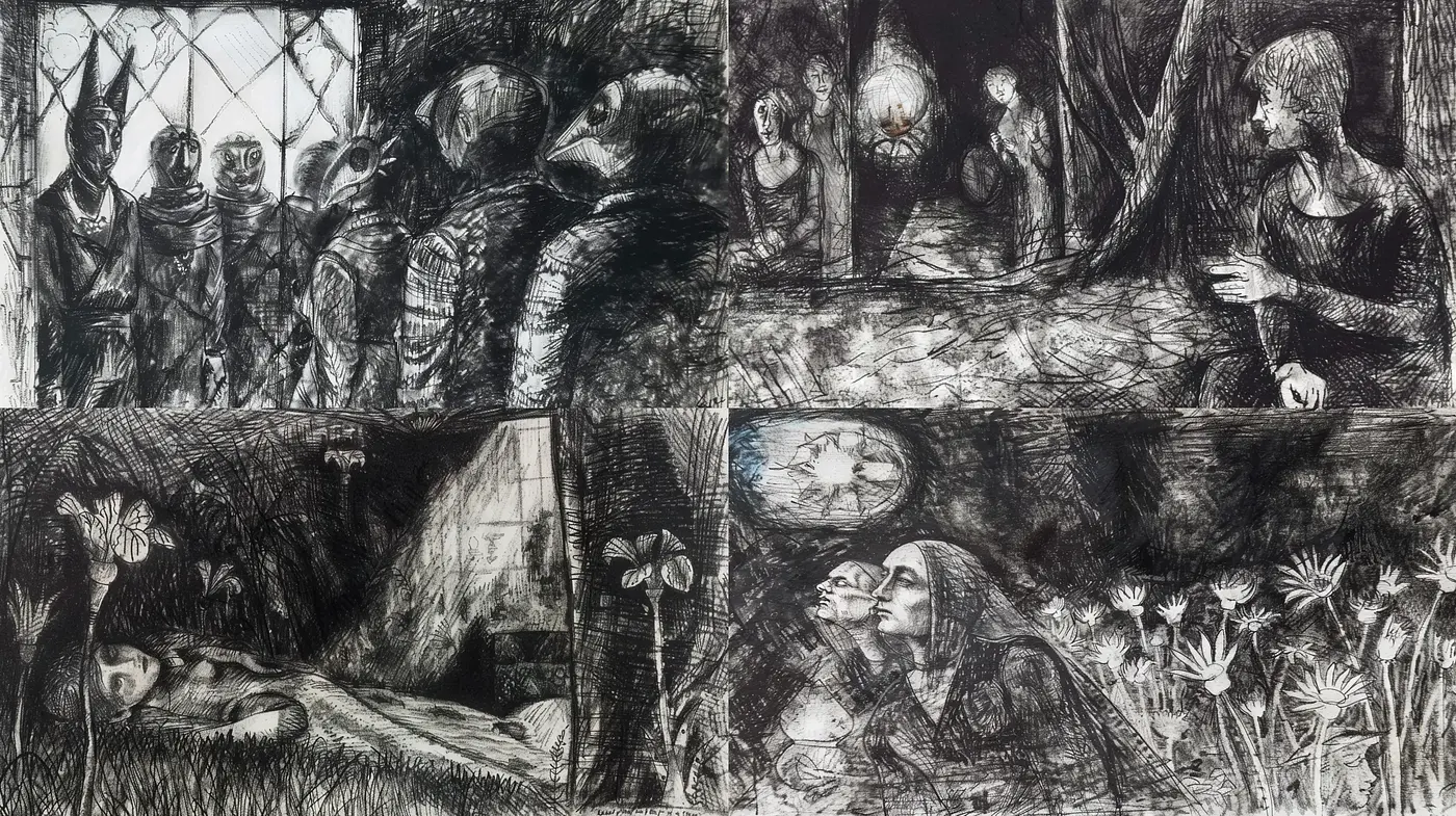 Ethereal Nocturne: A Mysterious Monochrome Dreamscape - Midjourney sref style