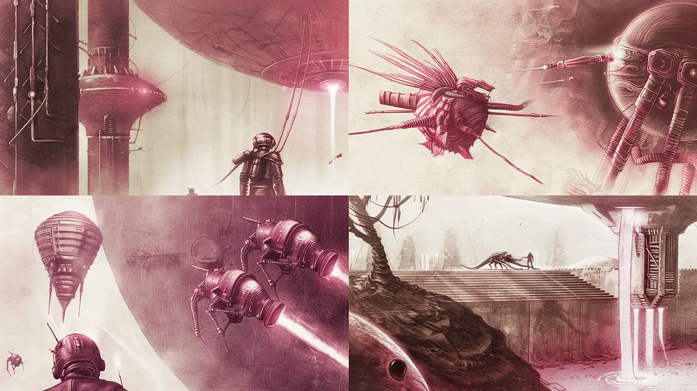 Dusky Ethereal Dreamscapes with a Retrofuturistic Essence - Midjourney sref style