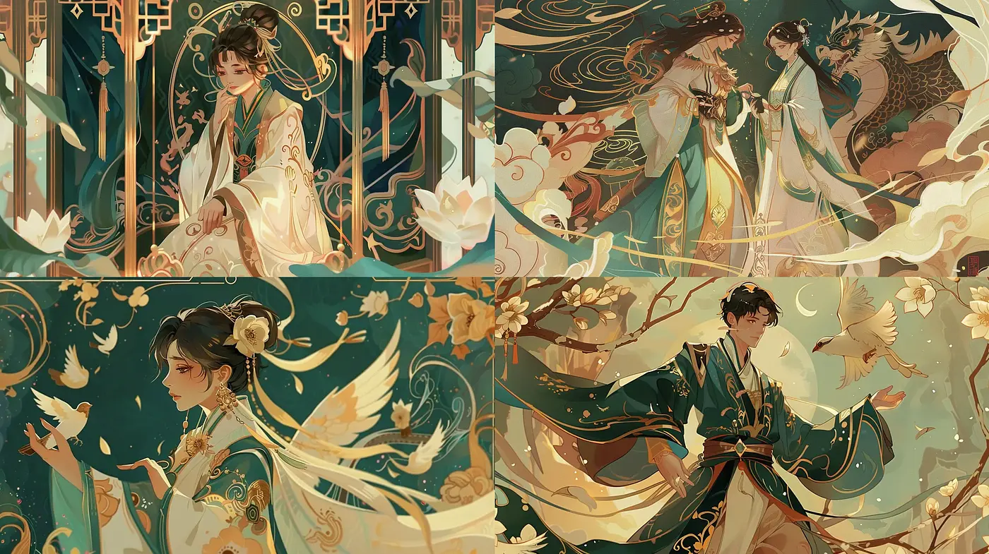 Ethereal Eastern Fantasy Tapestry - Midjourney sref style
