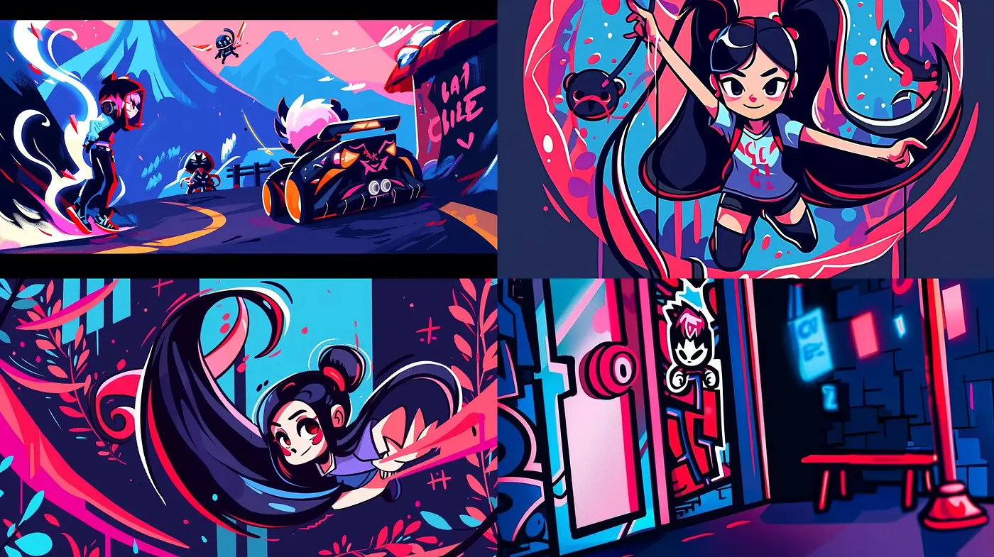 Vibrant Fantasy with Energetic Anime Flourishes - Midjourney sref style