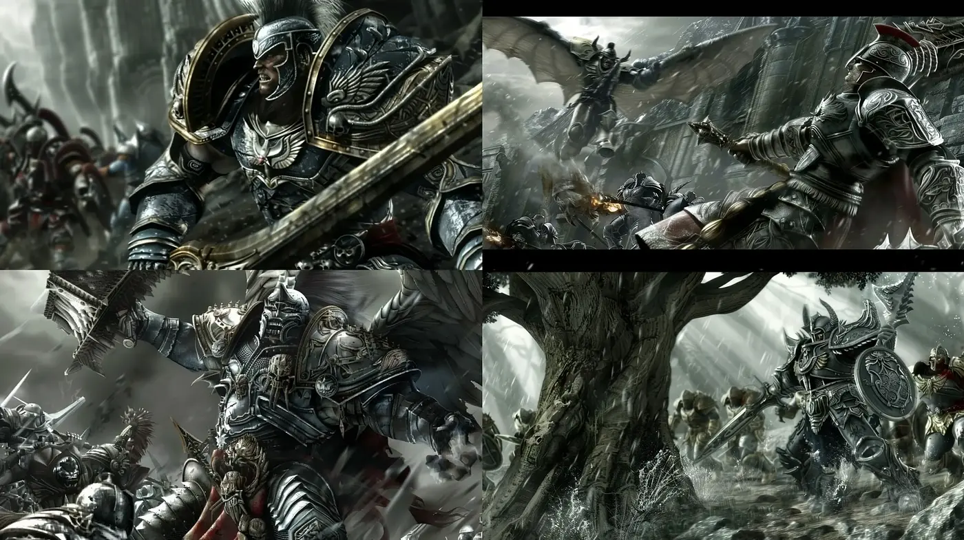 Epic Battles in a Dark Fantasy World Echoing Historical Oil Paintings - Midjourney sref style