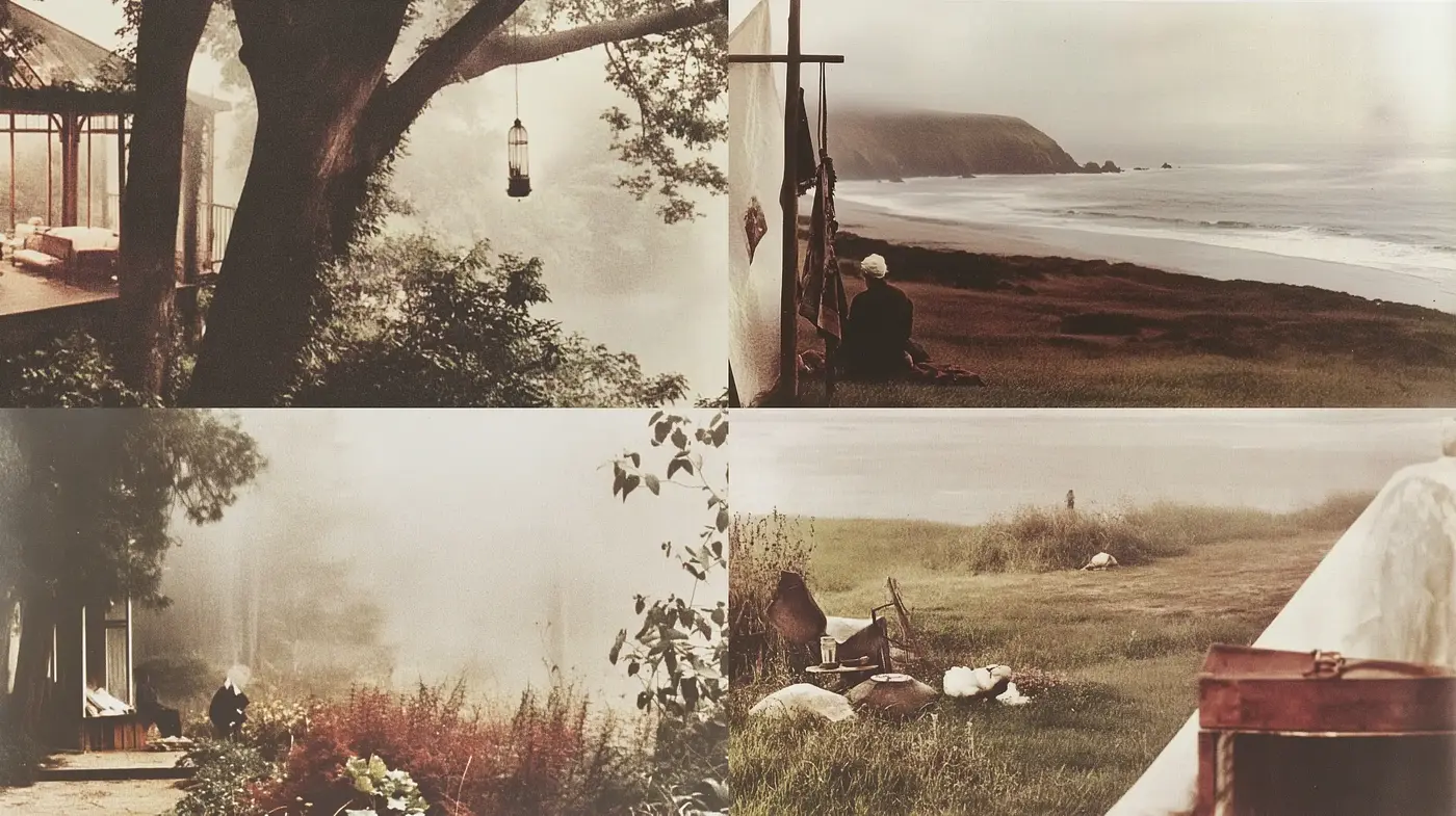 Lingering Hues of Sepia: A Homage to Serene Pastoral Life - Midjourney sref style