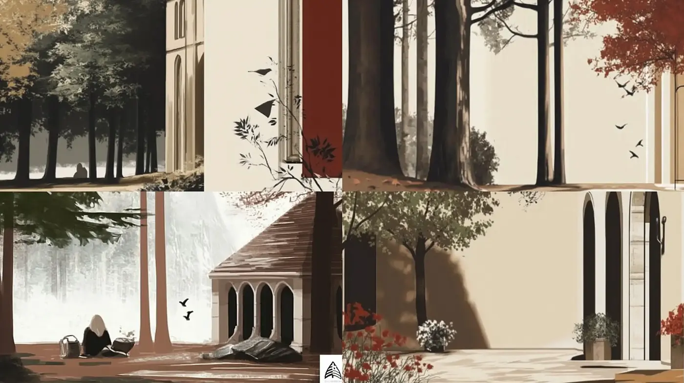 Serene Arcadian Tableaux with a Modern Digital Brushwork Style - Midjourney sref style