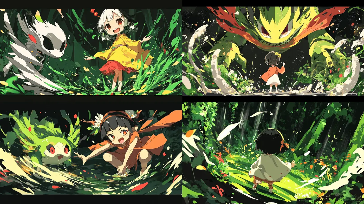 Vibrant Brushstroke Adventure: A Dynamic Anime-Inspired Visual Symphony - Midjourney sref style