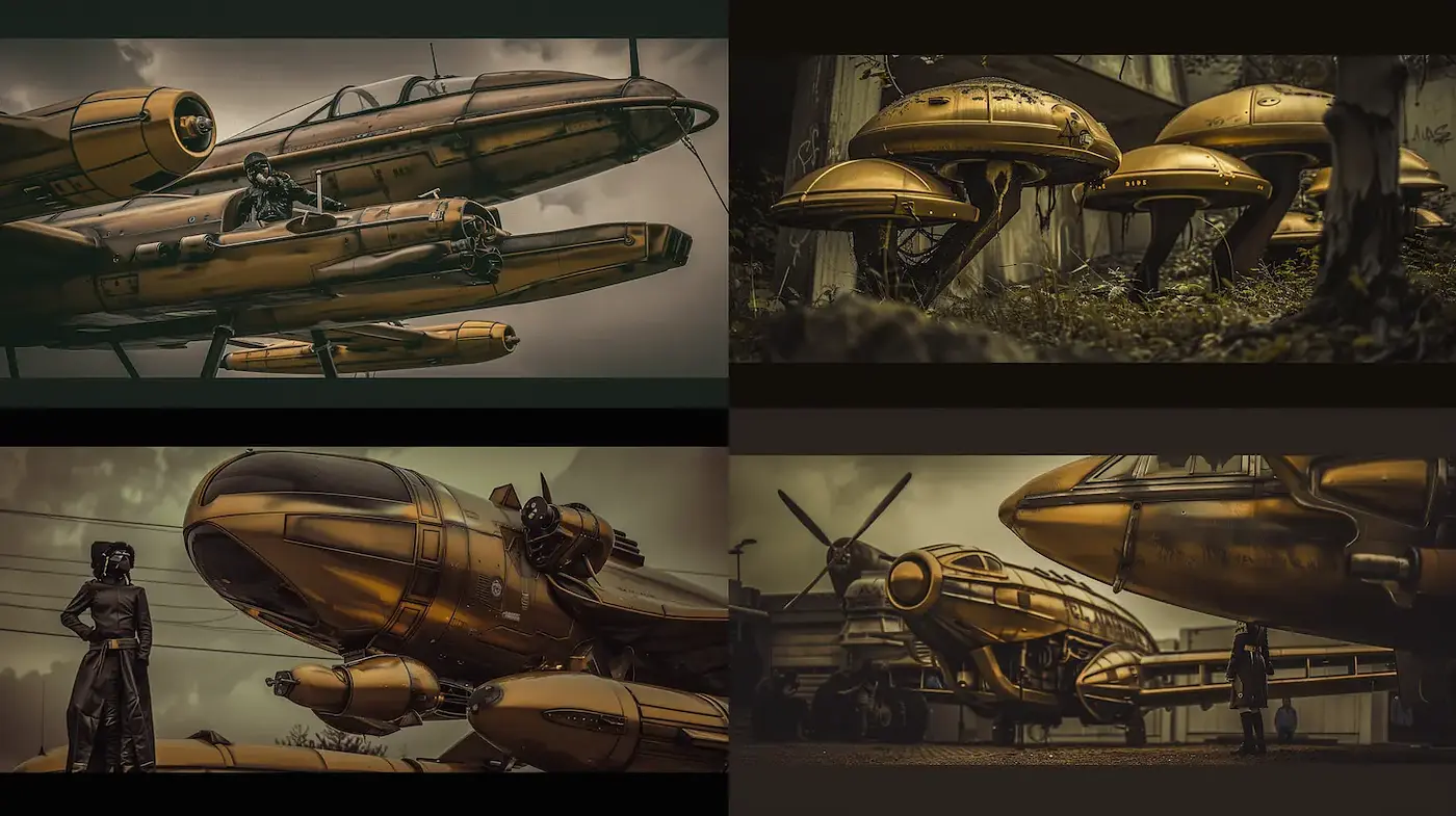 Futuristic Retro Aesthetic with Mechanical Elements - Midjourney sref style