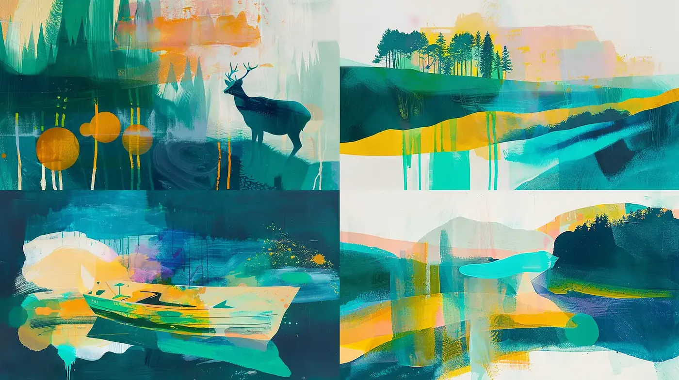 Vivid Abstract Wilderness Art with a Contemporary Feel - Midjourney sref style