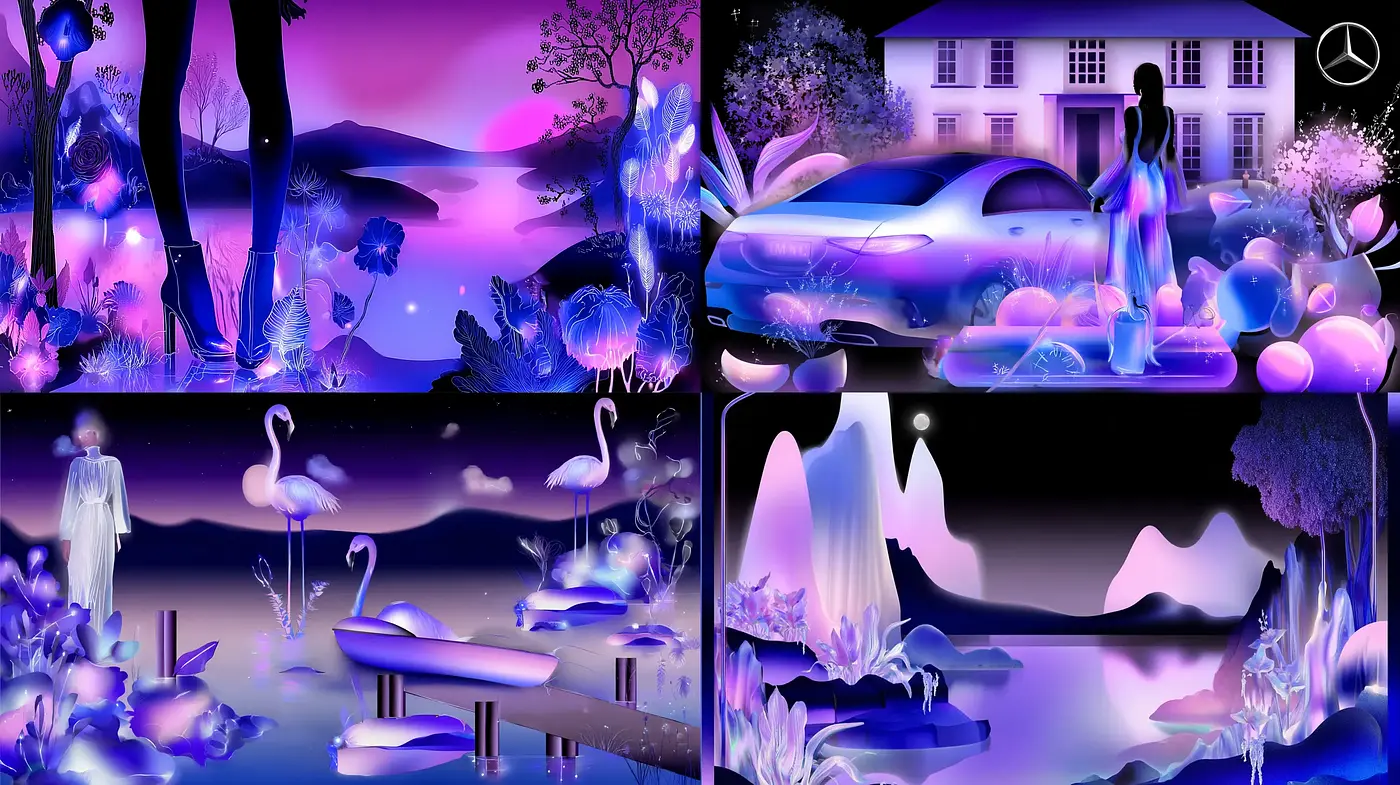 Surrealistic Vignette with Ethereal Elements and Dreamlike Atmosphere - Midjourney sref style