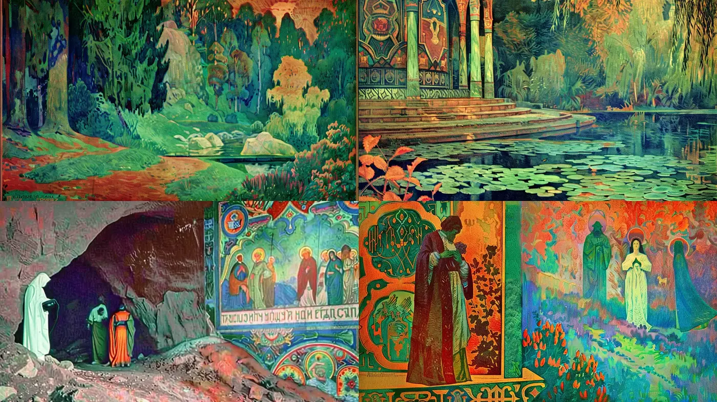 Ethereal Naturalism in Vivid Chromatic Tapestry - Midjourney sref style