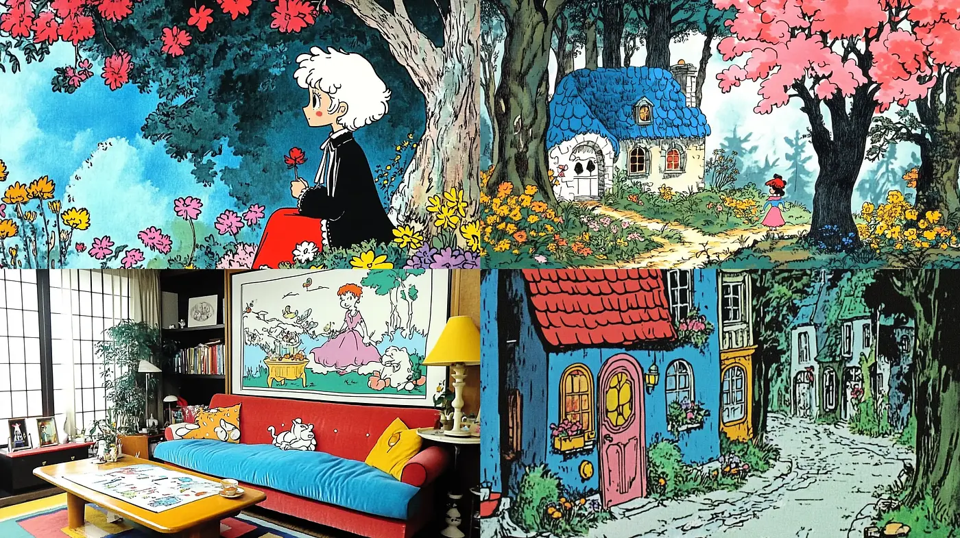 Enchanted Storybook Illustrations with a Vivid Storytelling Palette - Midjourney sref style