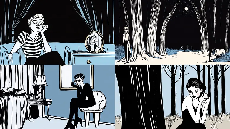 Stylized with a Minimalist Noir Aesthetic and Soft Color Palette