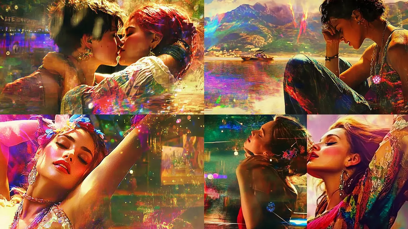 Luminous Dreamscape Fusion: A Kaleidoscope of Digital Impressionism and Vibrant Textures - Midjourney sref style
