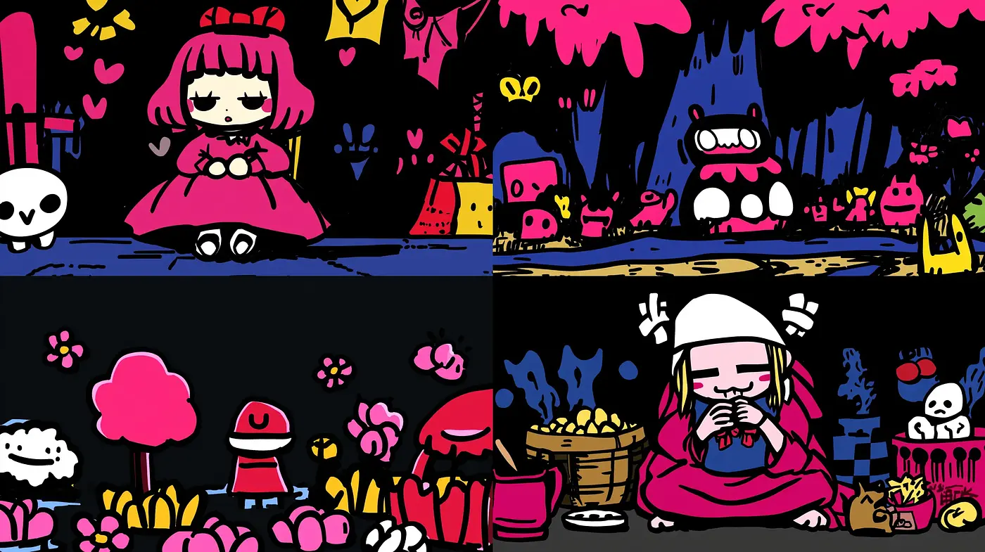 Whimsical Pop Art Vignettes with a Vibrant Anime Infusion - Midjourney sref style