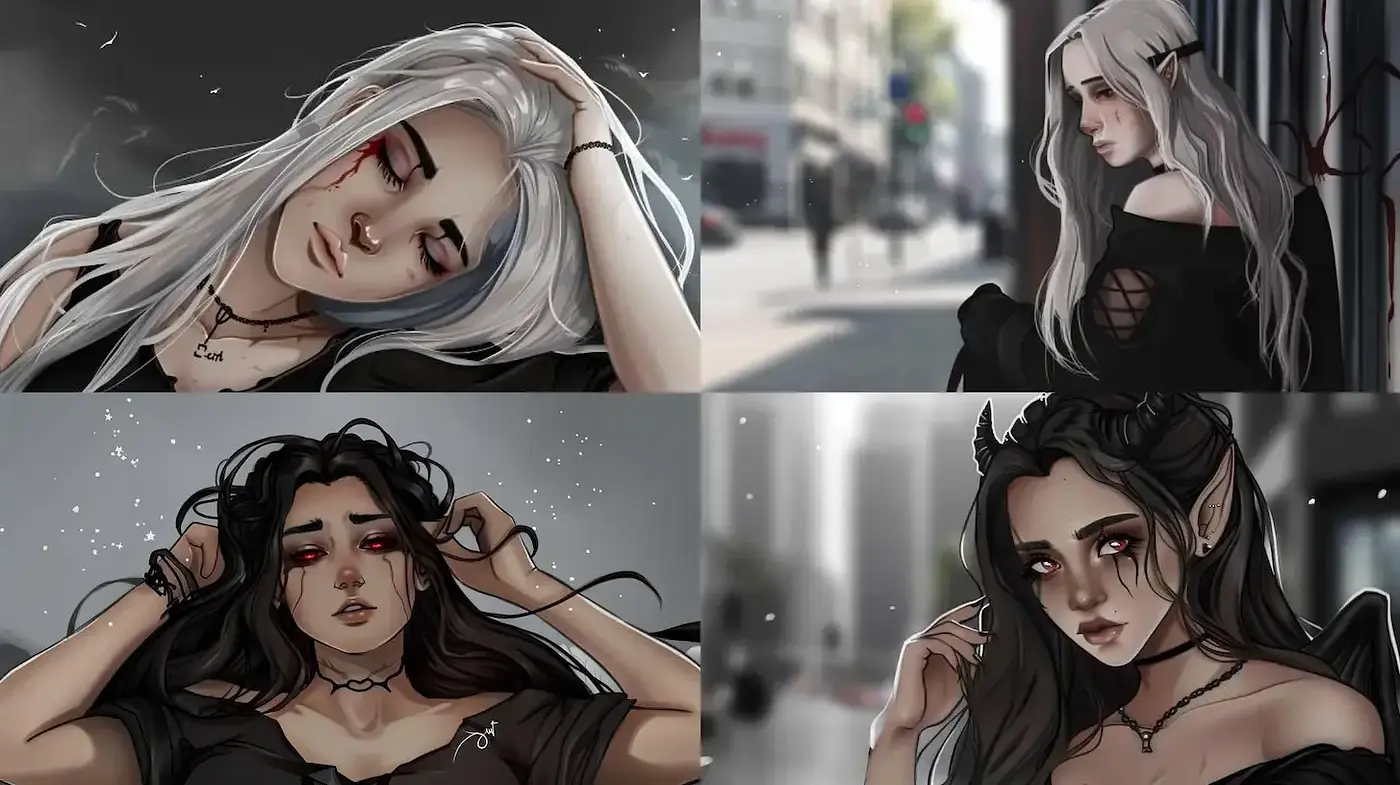 Moody Monochrome Elegance with a Touch of Anime Realism - Midjourney sref style