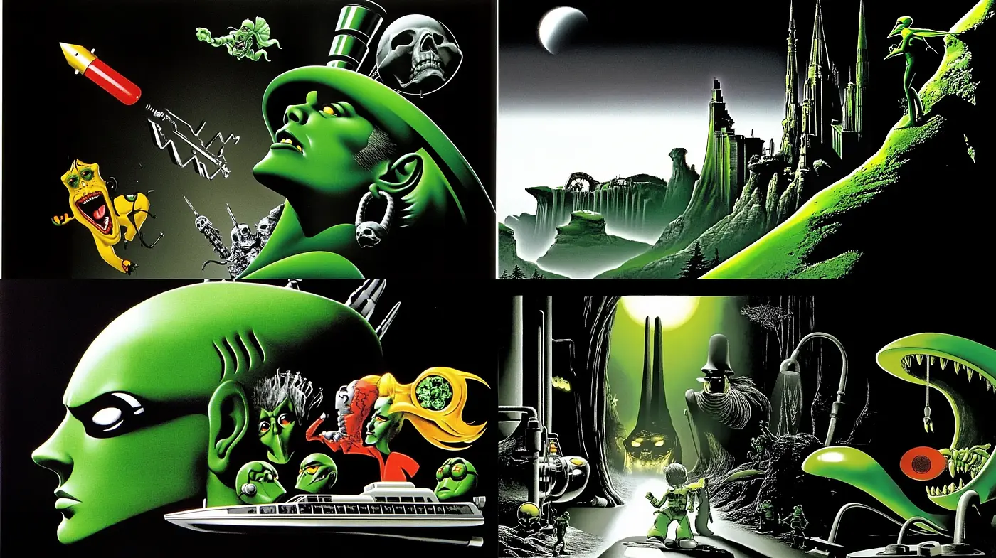 Futuristic Noir with Surrealist Touch - Midjourney sref style