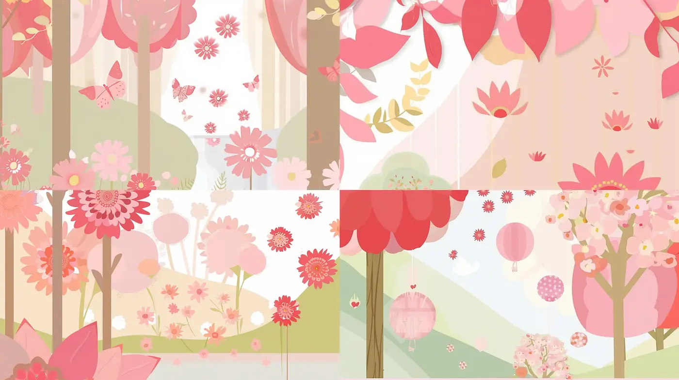 Pastel Nature Montage with Whimsical Botanical Patterns - Midjourney sref style