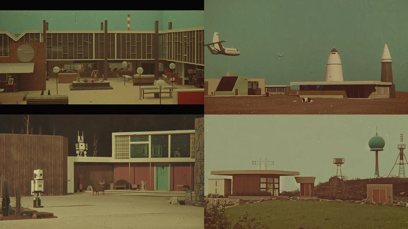 Retrofuturistic Reverie: A Nostalgic Vision of Mid-Century Modernism and Science Fiction - Midjourney sref style