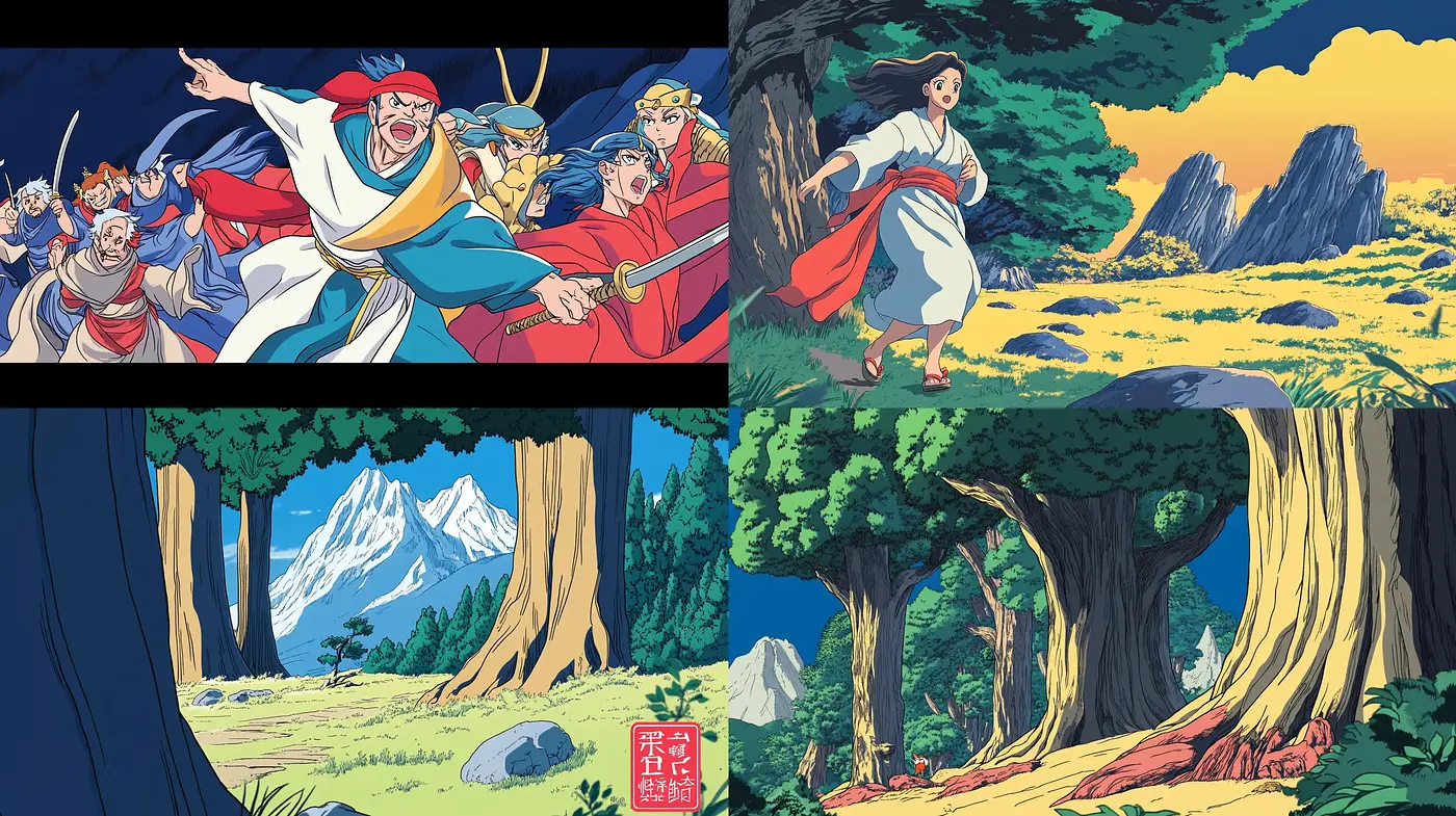 Energetic Traditional Anime Landscape Harmony - Midjourney sref style