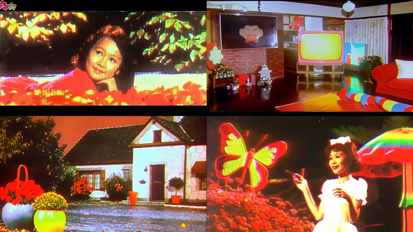 Retro Saturated Dreamscape in Cinematic Tableau - Midjourney sref style
