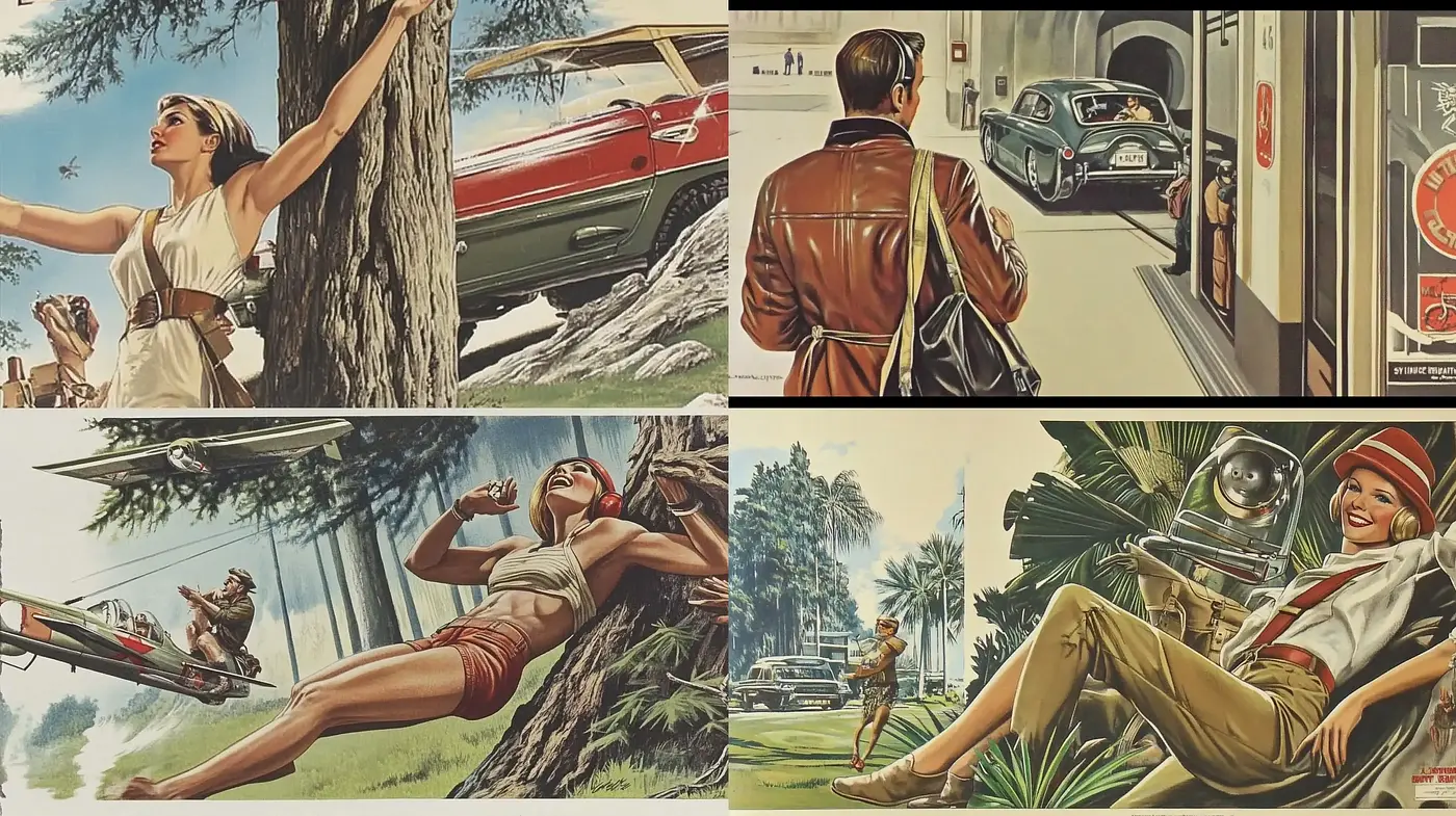 Retrofuturistic Visions of an Optimistic Past - Midjourney sref style