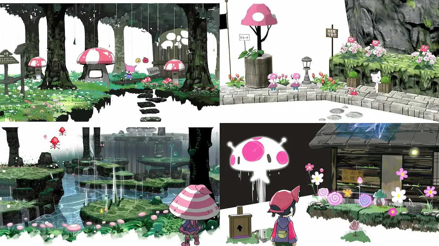 Whimsical and Enchanting Fantasy Landscapes with Playful Elements - Midjourney sref style