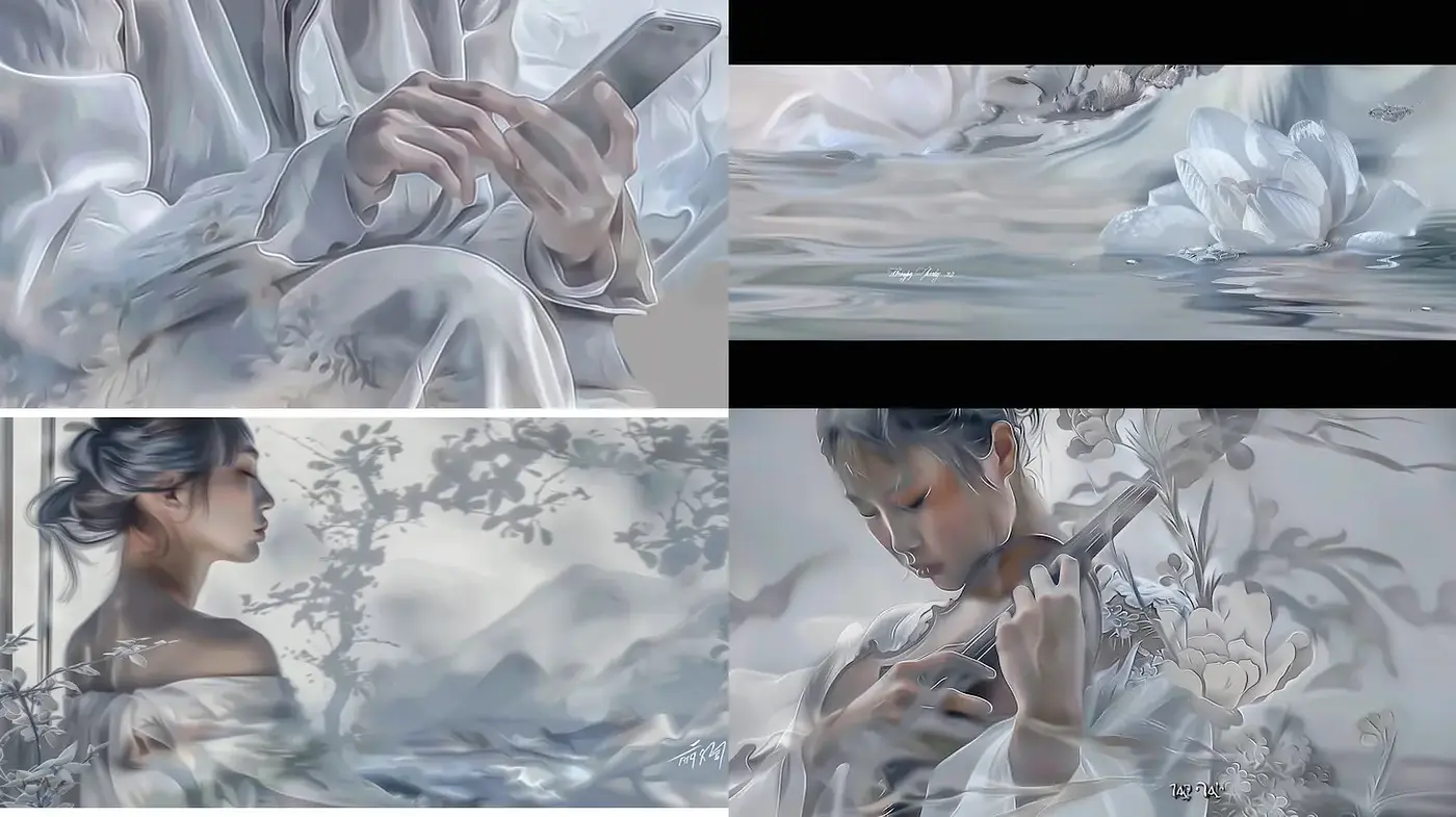 Ethereal Serenity with Soft Fluidity and Nature Inspiration - Midjourney sref style