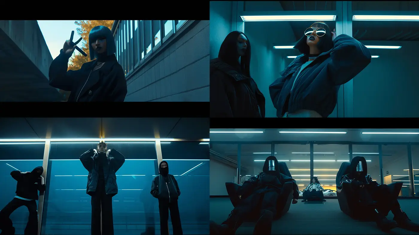 Cinematic Neon Noir with a Cyberpunk Edge - Midjourney sref style