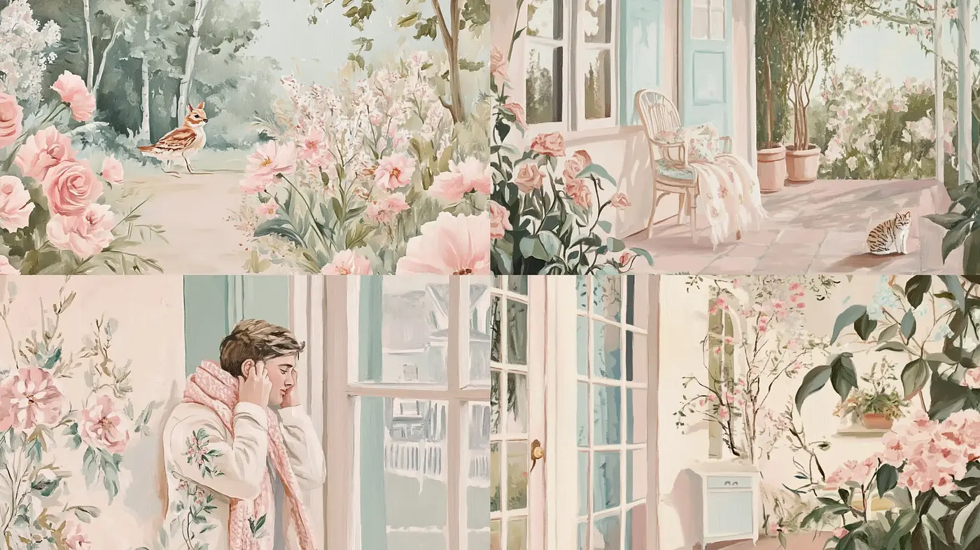 Pastel Serenity: A Harmonious Blend of Soft Hues and Idyllic Scenery - Midjourney sref style