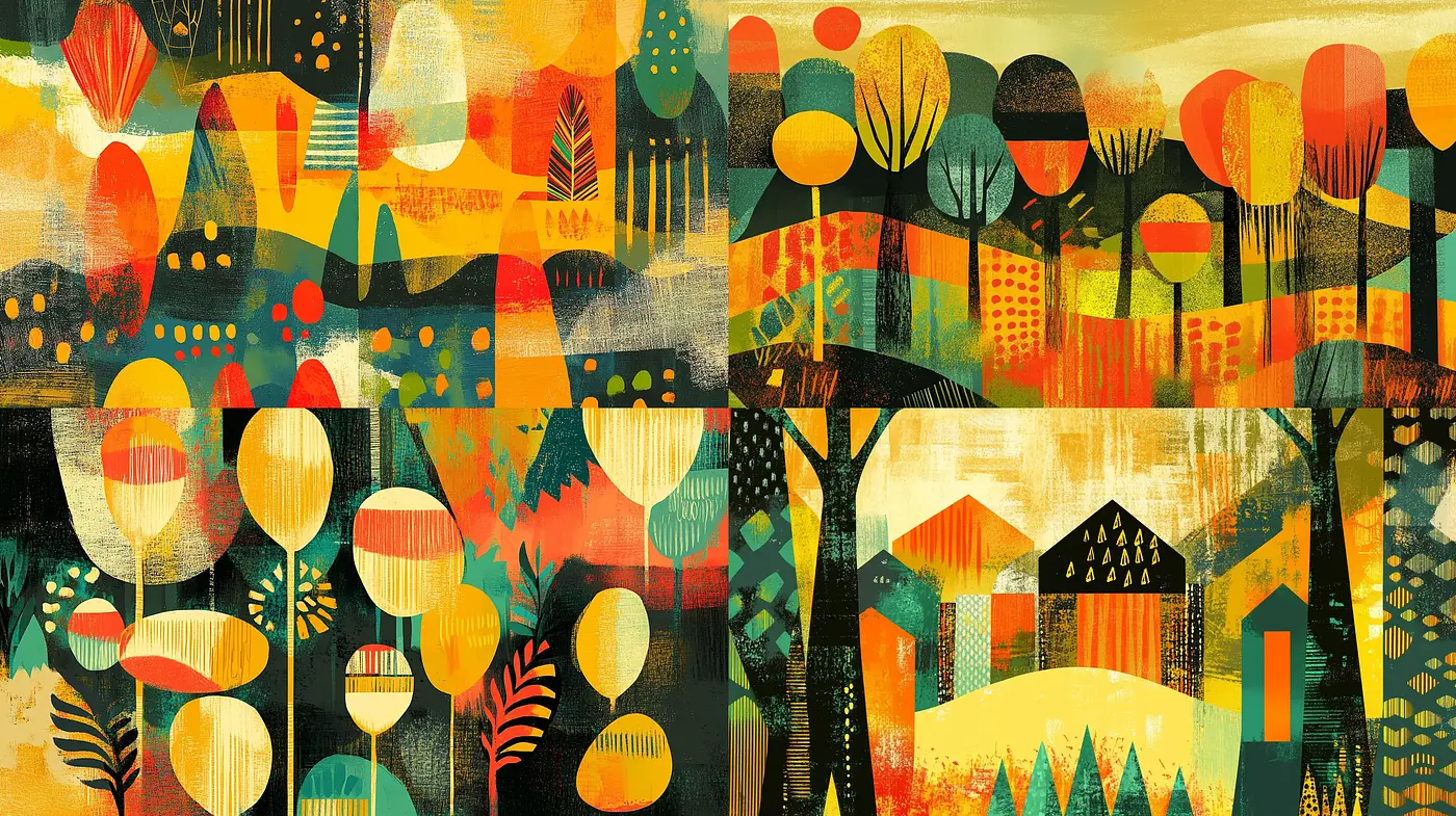 Abstract Textured Landscapes with Modernist Overtones - Midjourney sref style