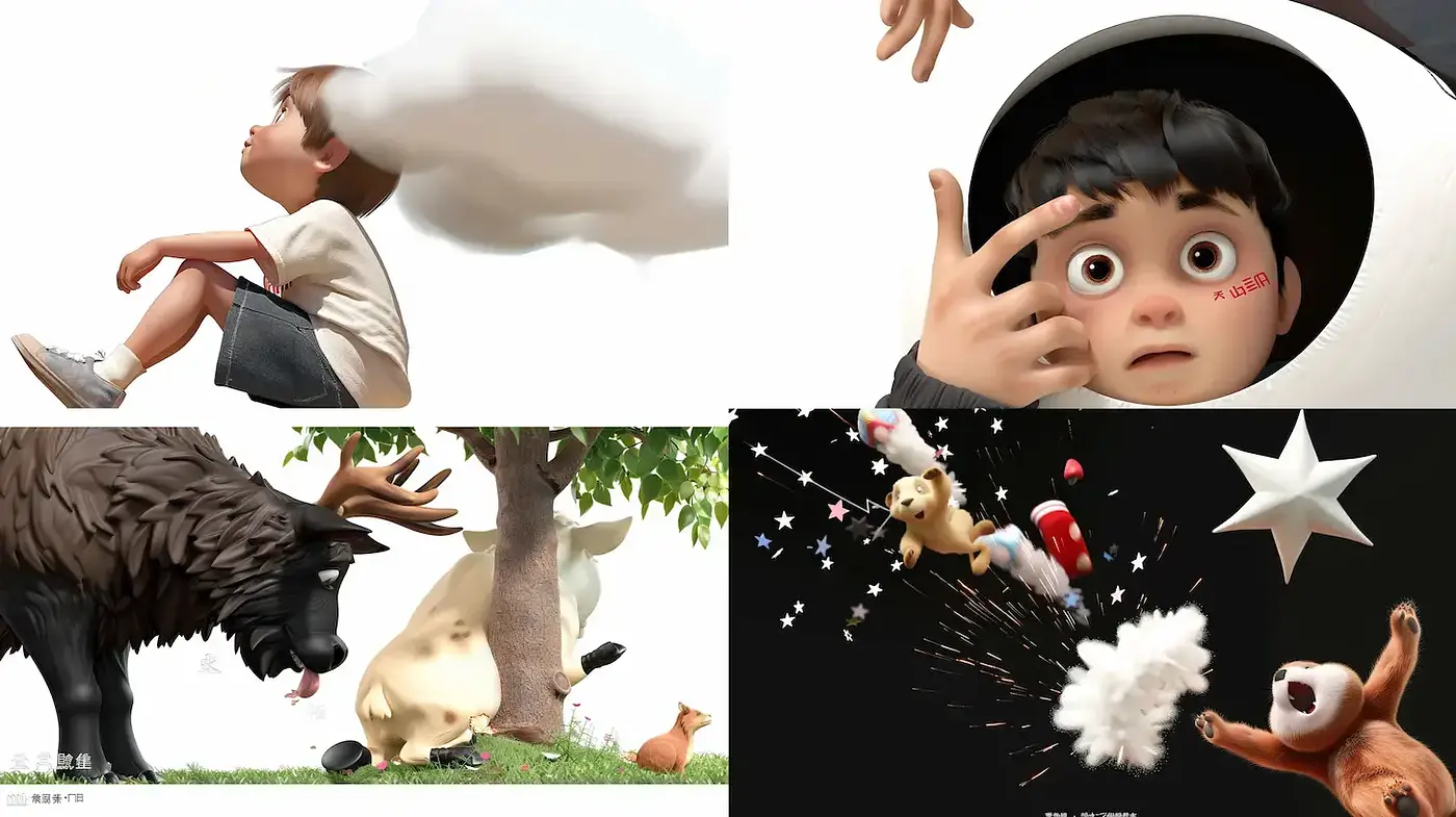 Whimsical and Playful Animated Style with Soft Textures - Midjourney sref style