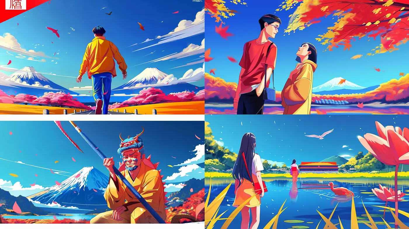 Vibrant Anime-Inspired Sceneries with a Retro Twist - Midjourney sref style