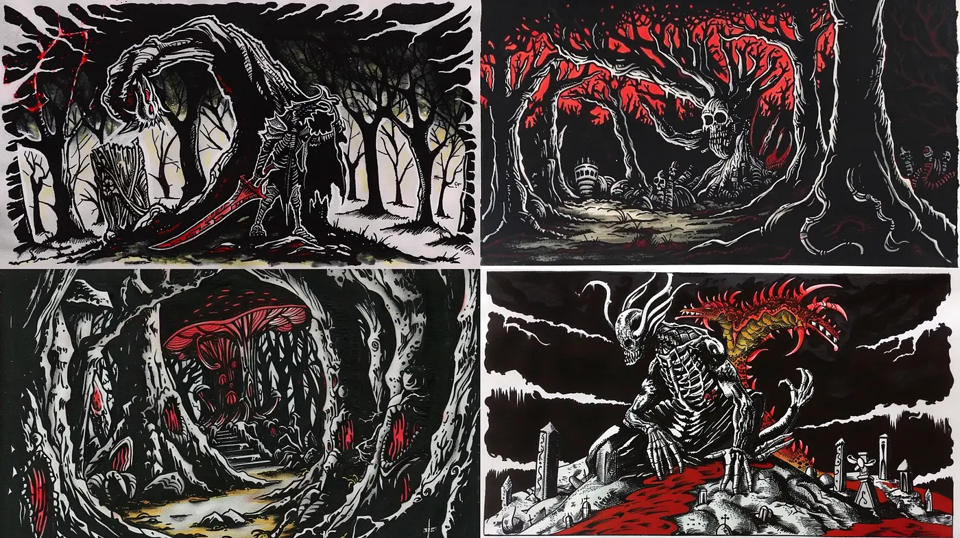 Eerie Nocturnal Woods: A Homage to Gothic Expressionism - Midjourney sref style