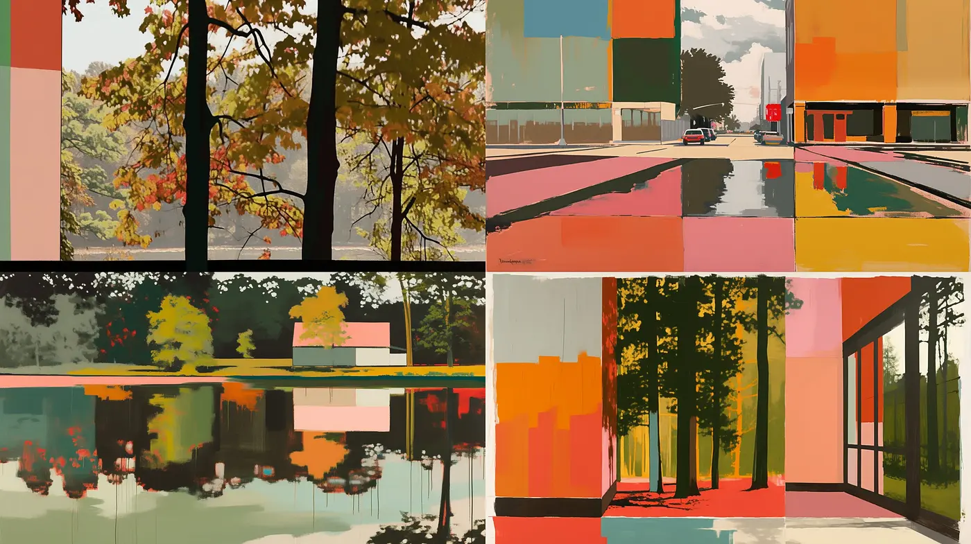Harmonious Blend of Nostalgia and Modernism - A Consistent Abstract Geometric Synthesis - Midjourney sref style