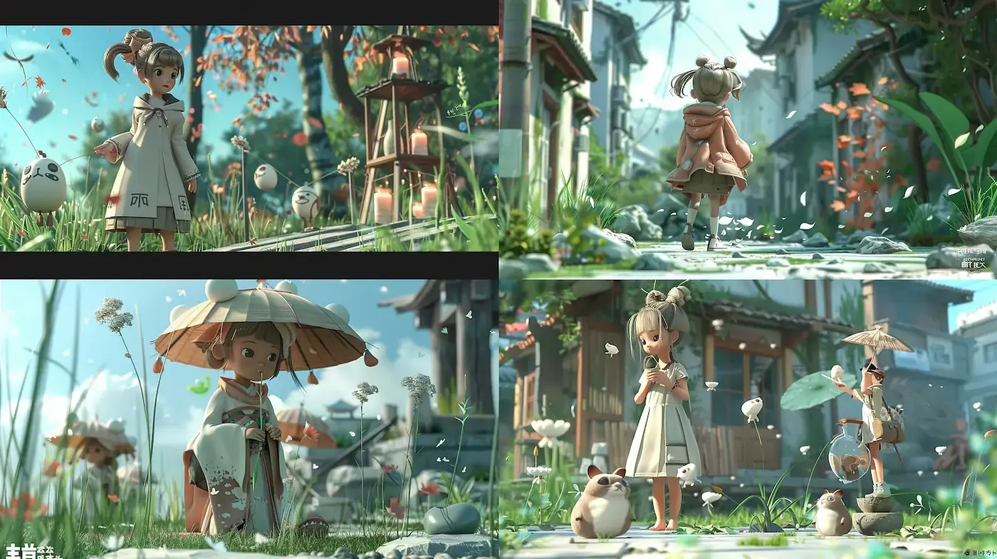 Charming Whimsical Scenes Reflecting Nature and Playfulness - Midjourney sref style