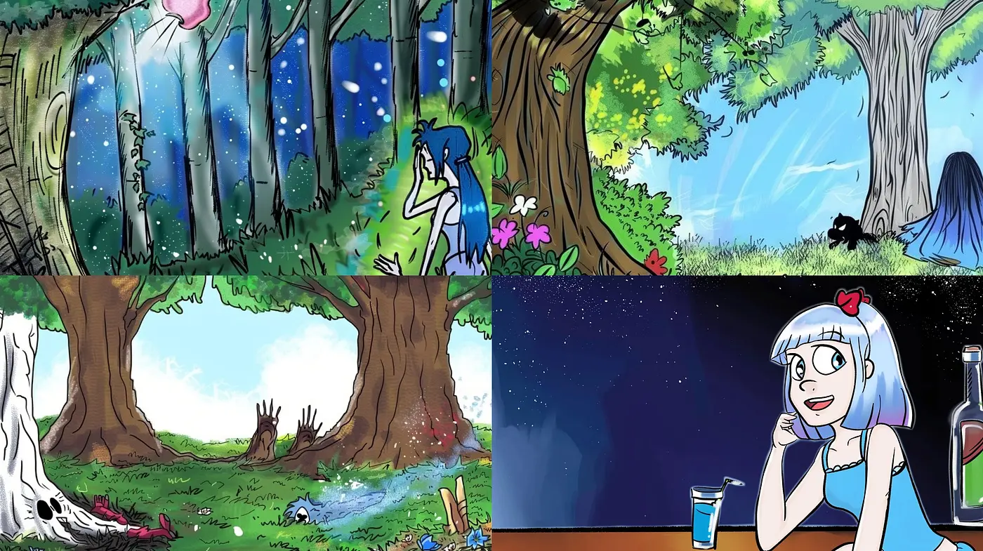 Enchanted Whimsical Forests and Stars: A Consistent Theme with Ethereal Overtones - Midjourney sref style
