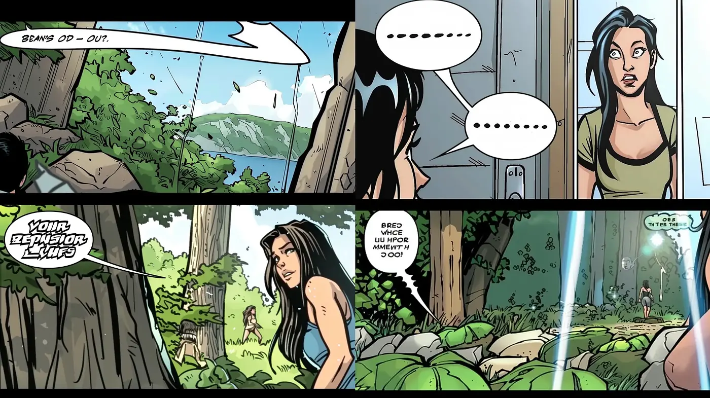 Lush Forest Ambiance in Vivid Comic Illustration - Midjourney sref style