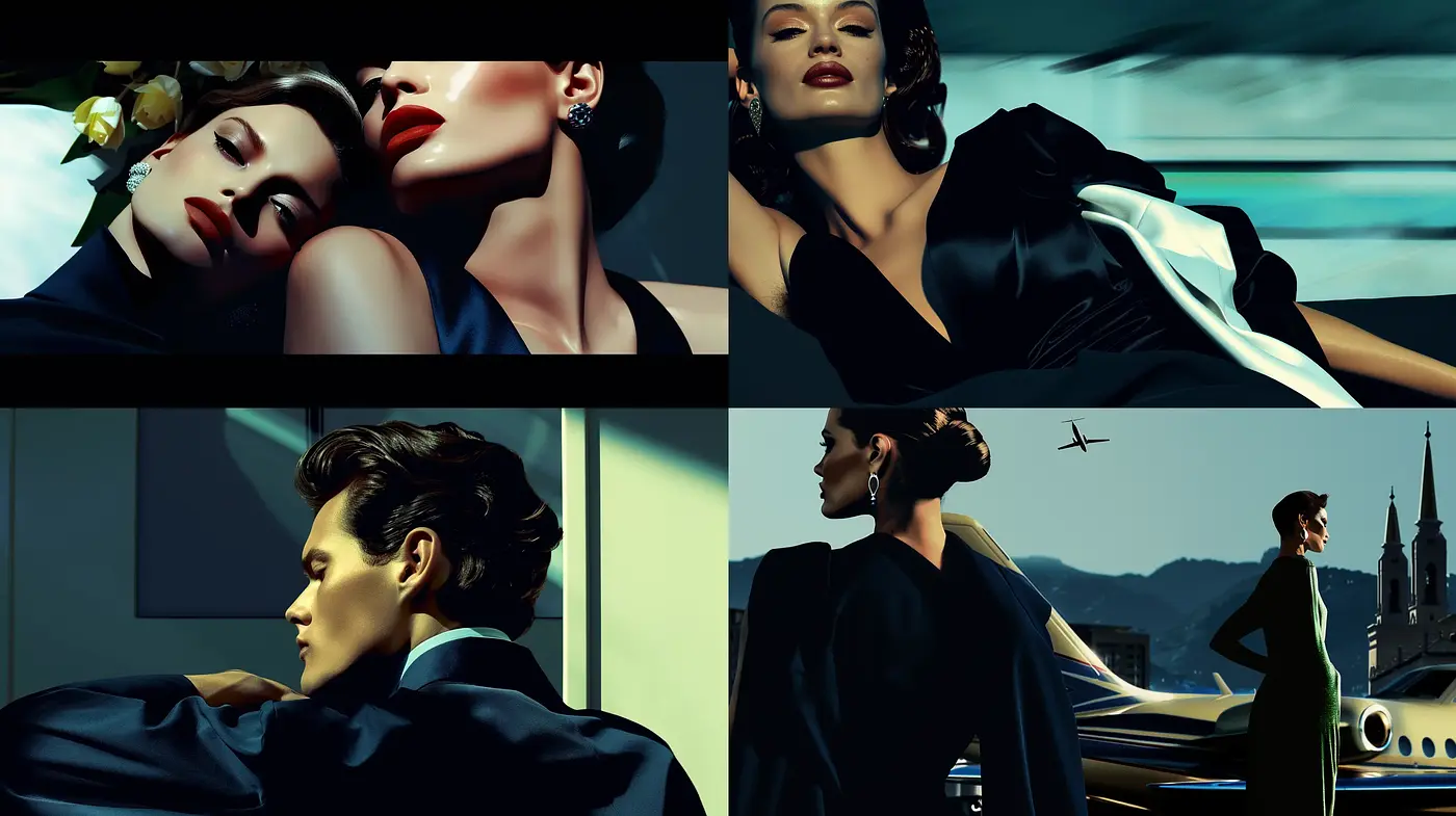 Noir-Inspired Cinematic Elegance in Digital Brushwork - Midjourney sref style