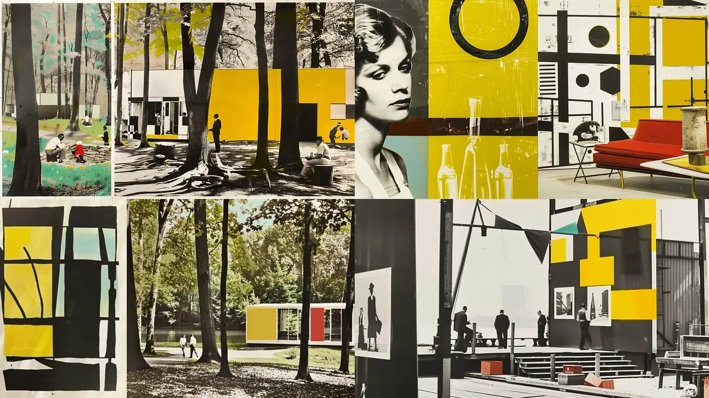 Retrofuturistic Intersection of Mondrian's Abstraction - Midjourney sref style