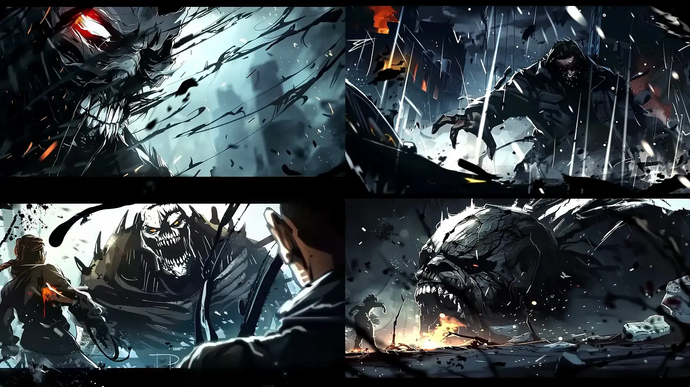 Dynamic Nocturne: Energetic Brushstrokes in a Dark, Evocative Palette - Midjourney sref style