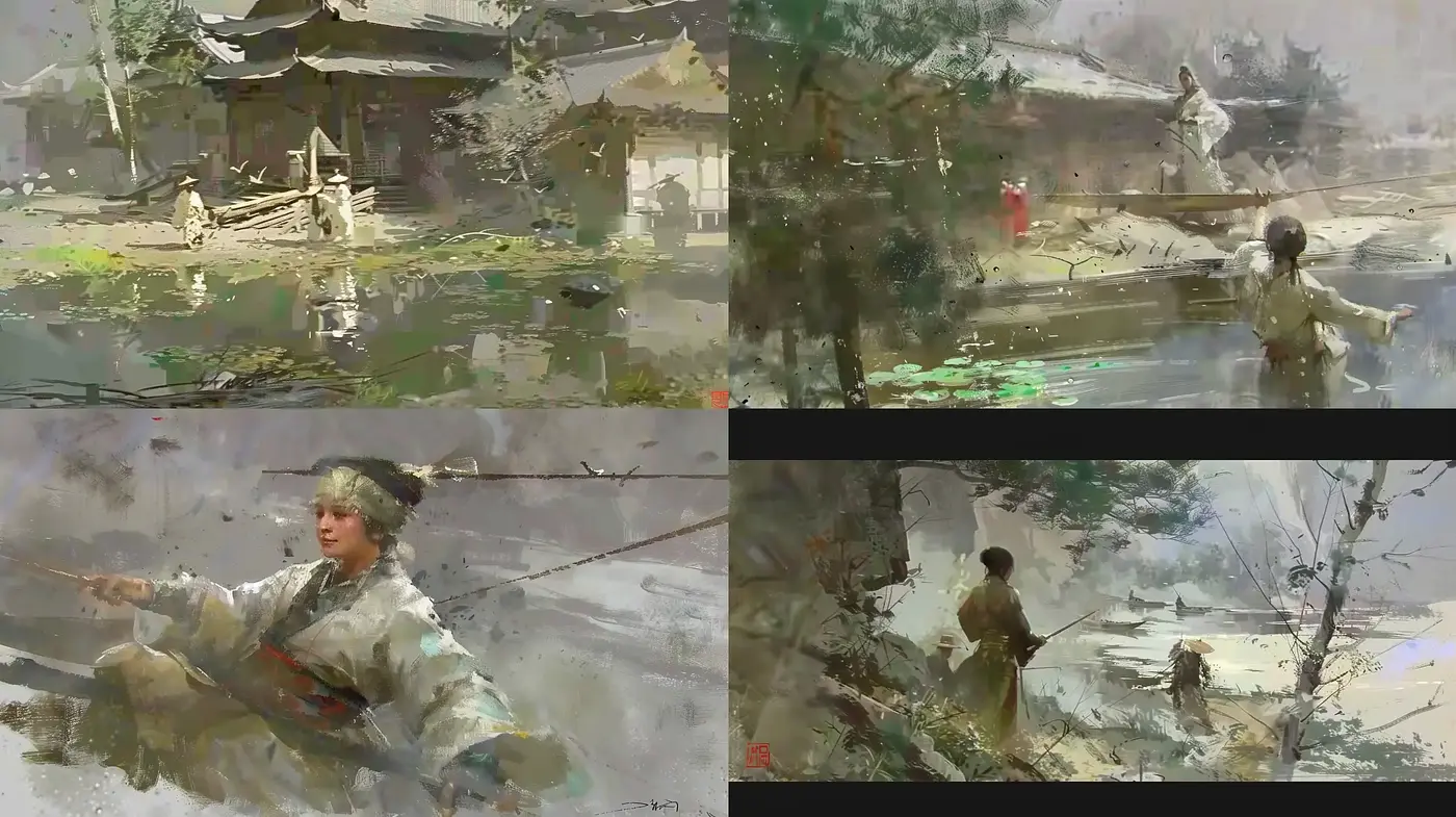 Ephemeral Brushstrokes of Tranquil Scenes - Midjourney sref style