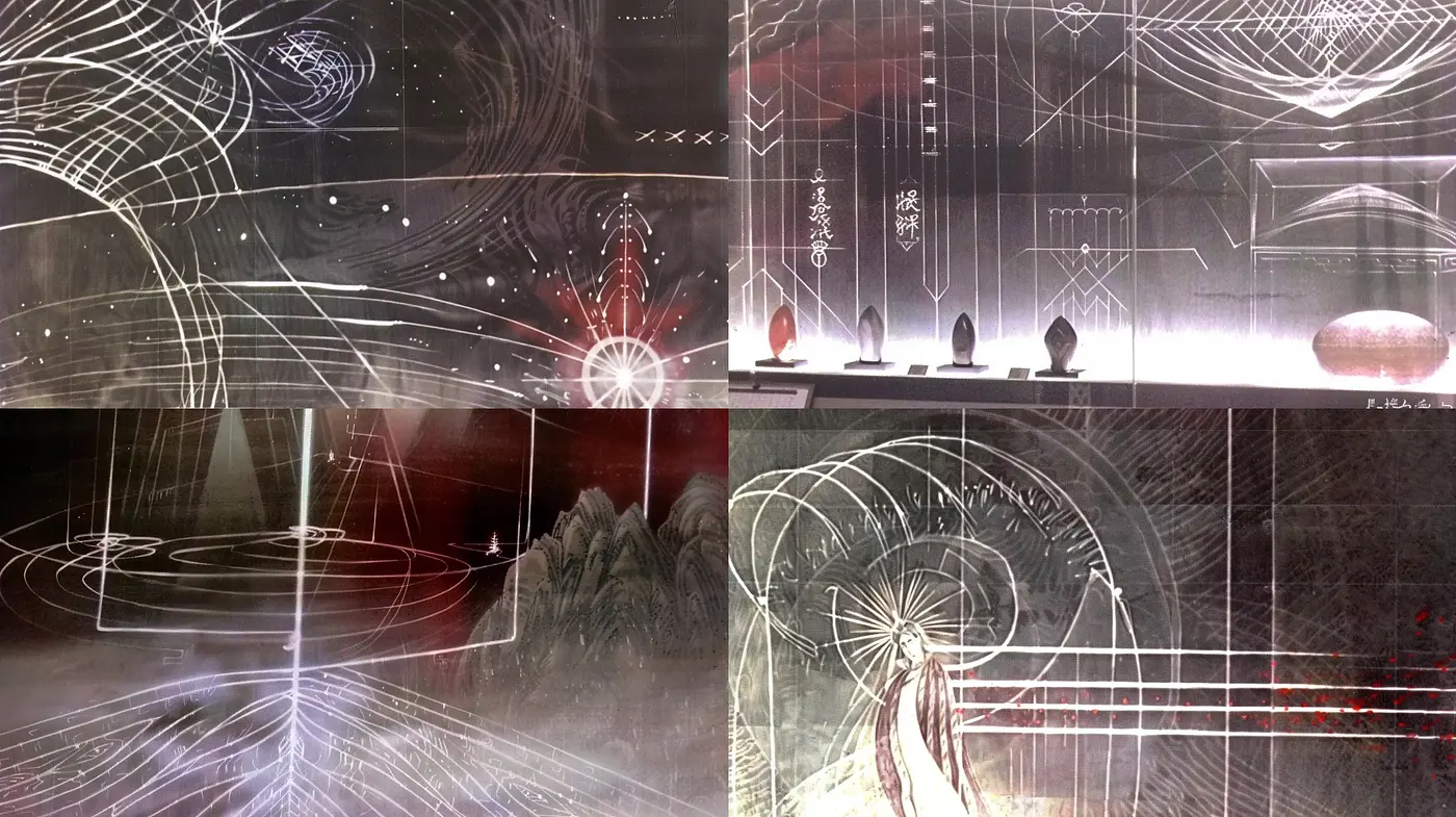 Futuristic Technical Schematic Aesthetic with Monochromatic Overtones - Midjourney sref style
