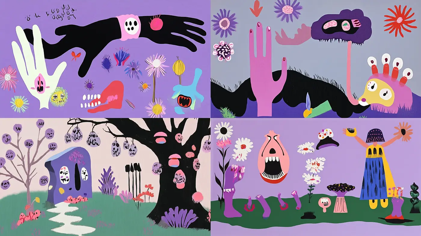 Whimsical Unity: A Fantastical Journey Through Stylized Flora and Fauna - Midjourney sref style