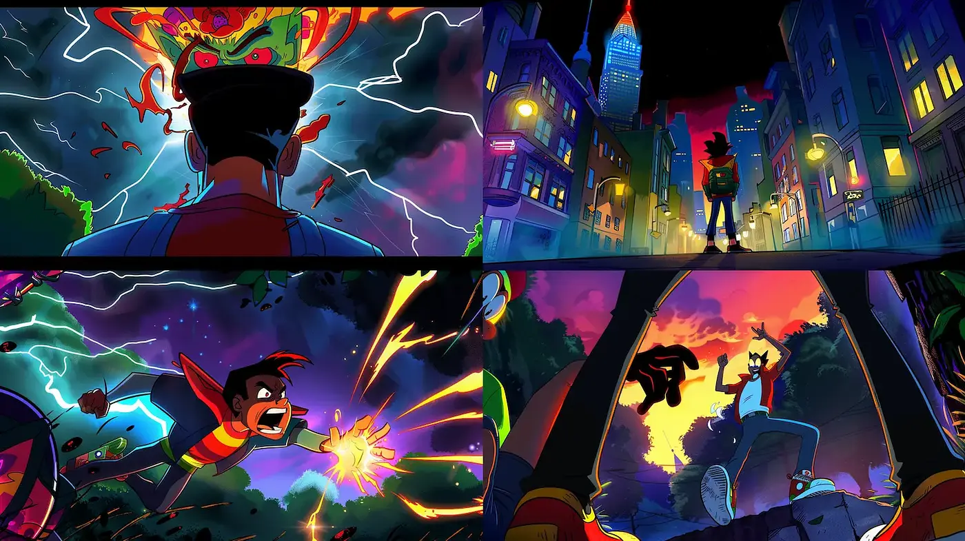 Dynamic and Vivid Urban Scenes with a Touch of Fantasy - Midjourney sref style