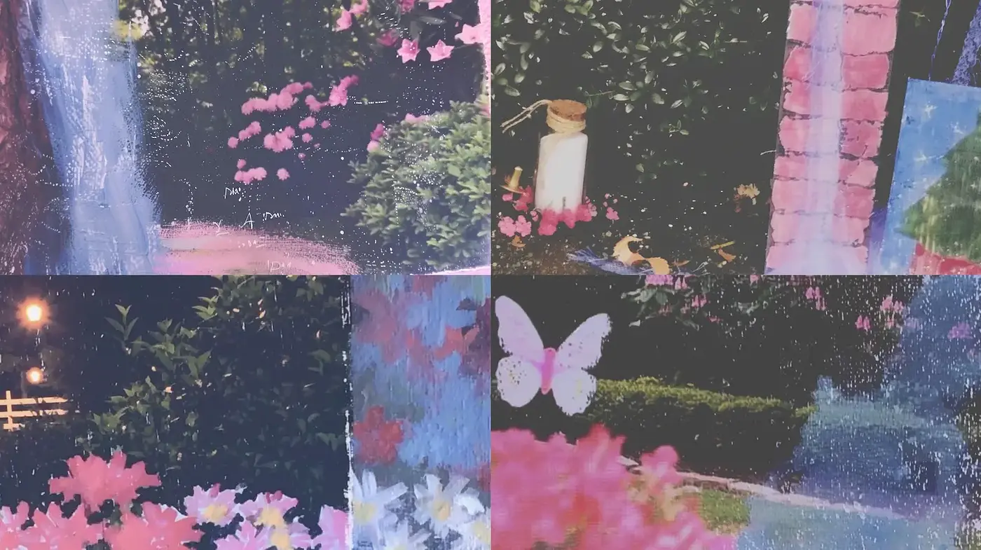 Soft, serene garden scenes with a whimsical touch - Midjourney sref style