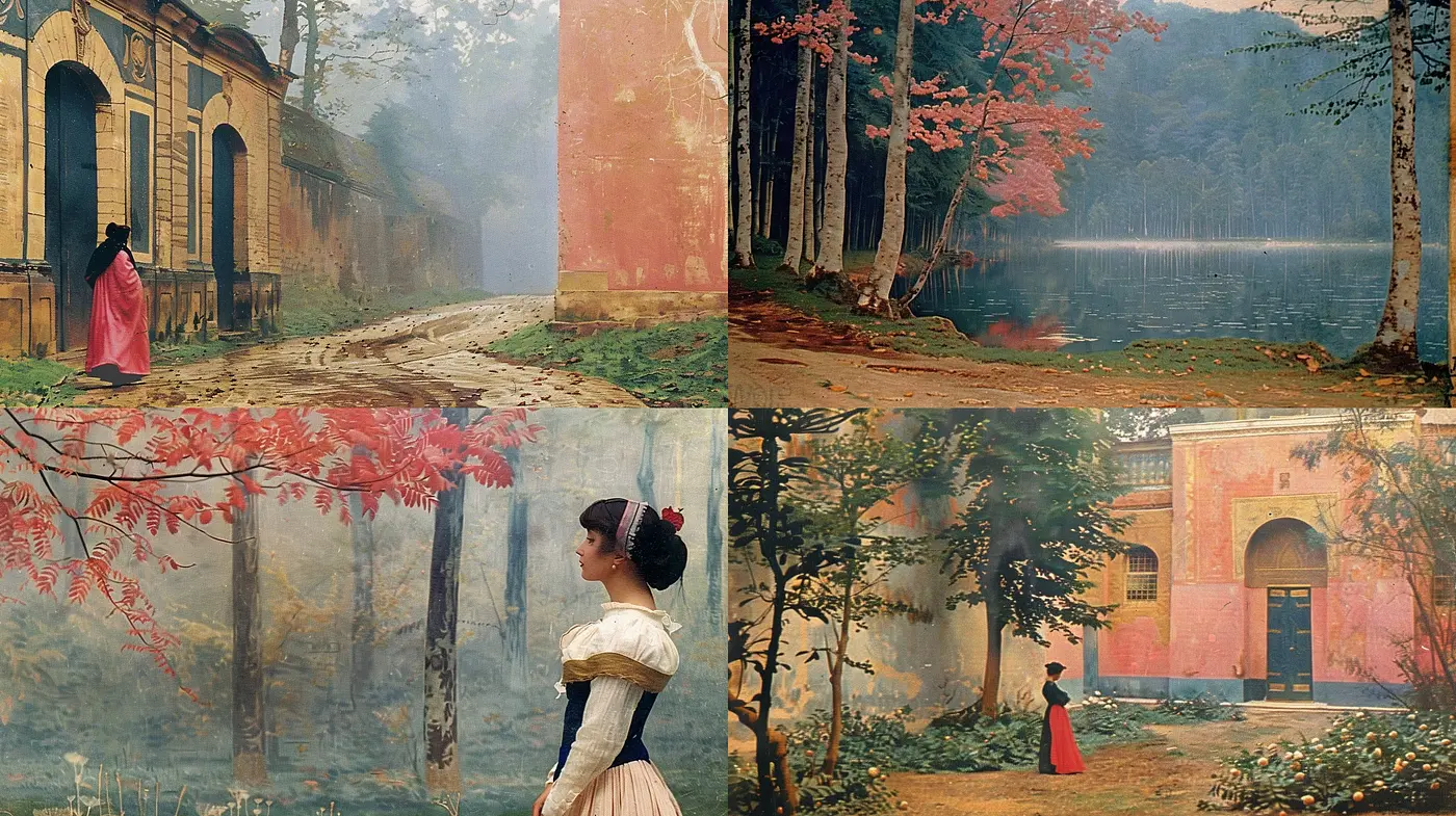 Ethereal Autumnal Hues in a Romantic Realist Dreamscape - Midjourney sref style