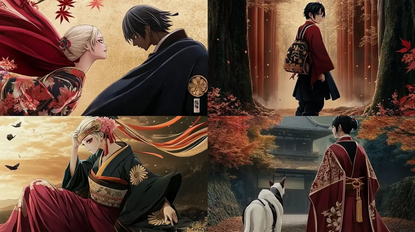 Ethereal Autumn Elegance: A Harmonious Blend of Japanese Traditional Art and Anime Inspirations - Midjourney sref style
